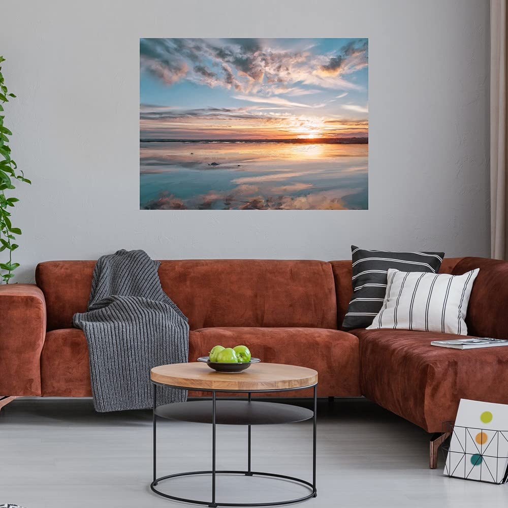 Morning Light Canvas Wall Art - Hand Painted Fine Art Decor for Living Room, Bedroom, Office - 46x35 Inch Ready to Hang Painting - Perfect for Home, Kitchen, Bathroom & Dining Room Decor