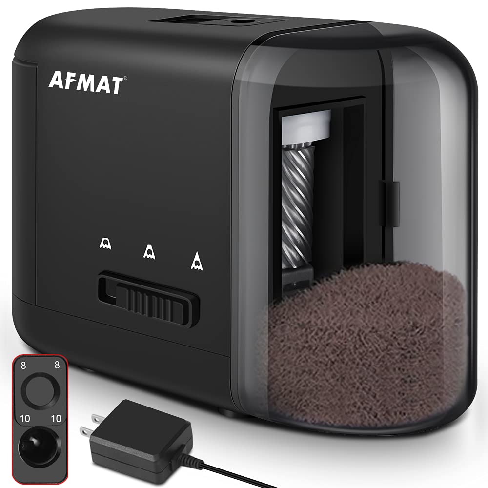 AFMAT Electric Pencil Sharpener - Adjustable Fast Sharpener for Colored & Graphite Pencils - Battery or USB Powered, Portable Handheld Design - Perfect for School, Office, Art Class & Kids Gifts