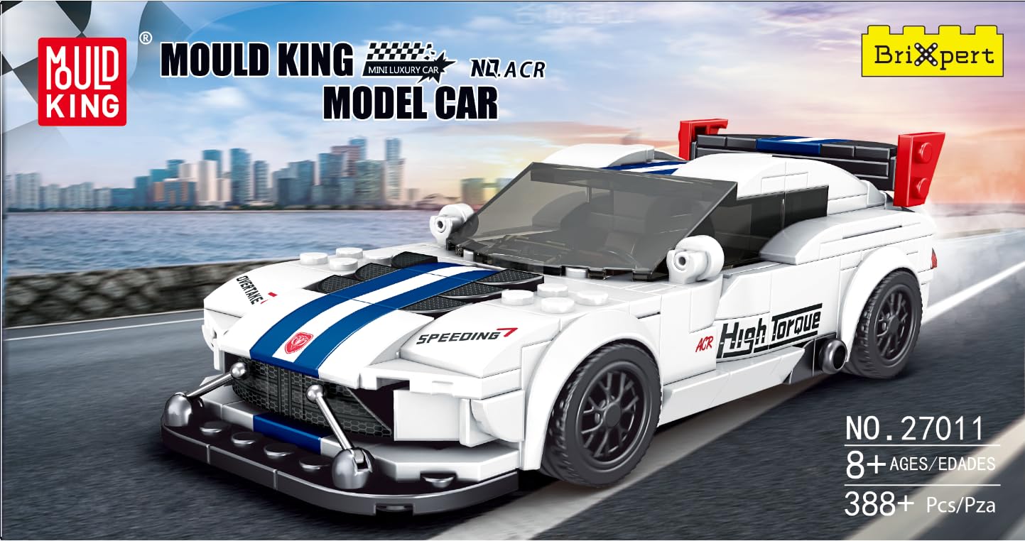 Mould King Speed Champion Viper Model Car Building Kit - 388PCS Sports Race Car Set with Display Case for Adults & Kids Age 8+ | DIY Construction Toy for Home Decoration, Gift & Collectible Display