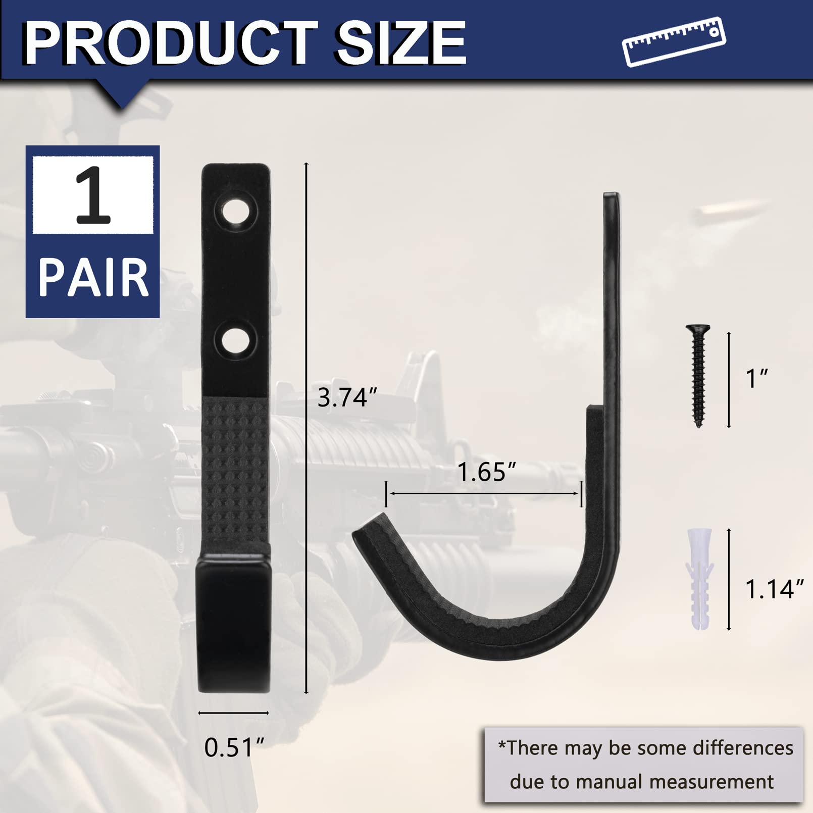 Heavy Duty Metal Gun Rack Wall Mount - Horizontal Rifle & Shotgun Storage Hanger with Bow Holder for Home, Hunting Cabin, Shooting Range - Organize Firearms Safely