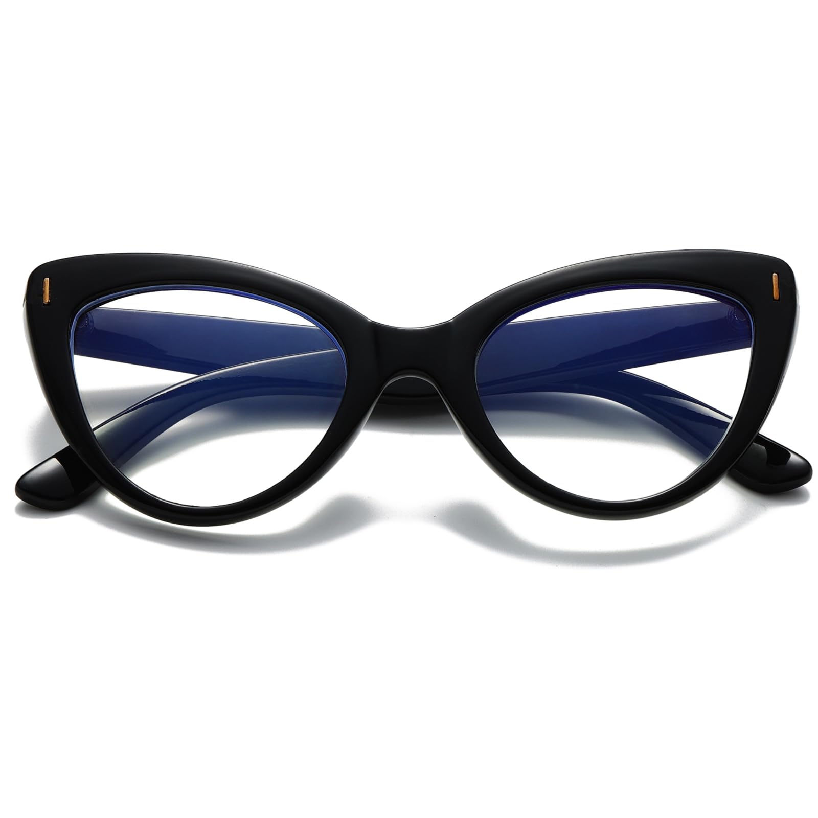 Viseng Women's Oversized Cat-Eye Reading Glasses with Blue Light Blocking - Spring Hinge Computer Glasses for Women (Black +0.0) - Perfect for Office Work, Screen Time & Fashion Accessories