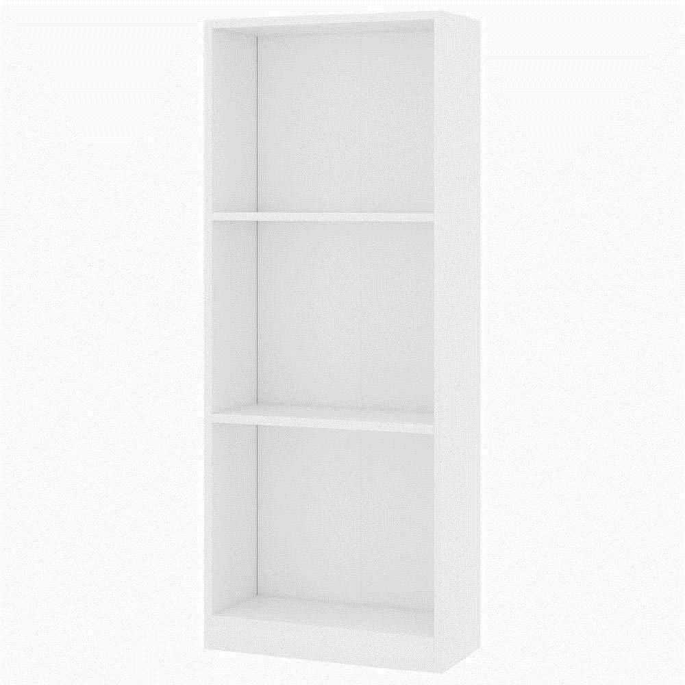 3-Tier Bookcase White - 15.7x9.4x42.5 Inches DIY Bookshelf & Storage Shelves - Sturdy Chipboard for Living Room, Bedroom, Office & Dorm Organization