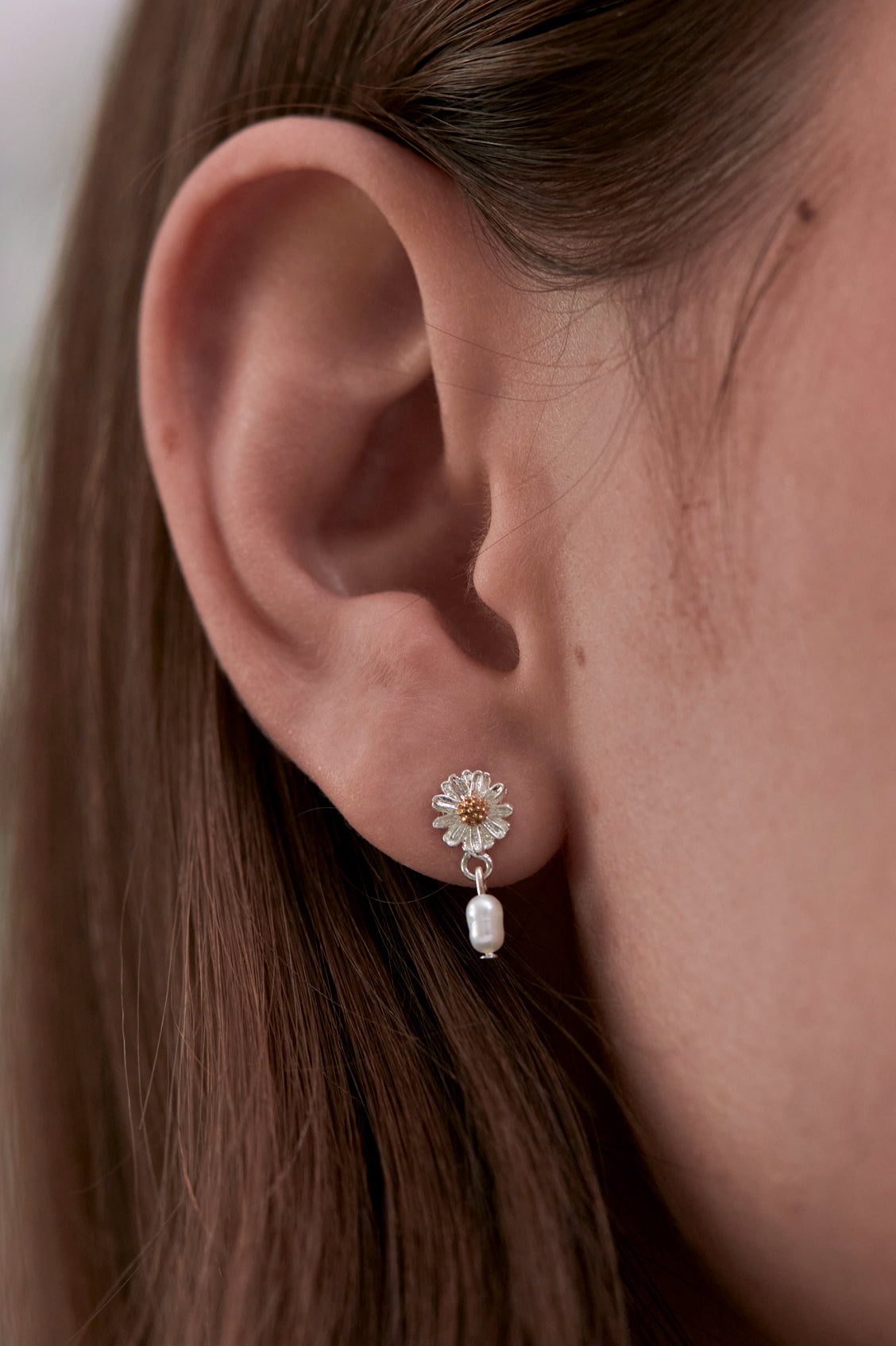 Wildflower Pearl Drop Stud Earrings - Elegant Floral Pearl Dangle Earrings for Women - Perfect for Weddings, Parties & Everyday Wear