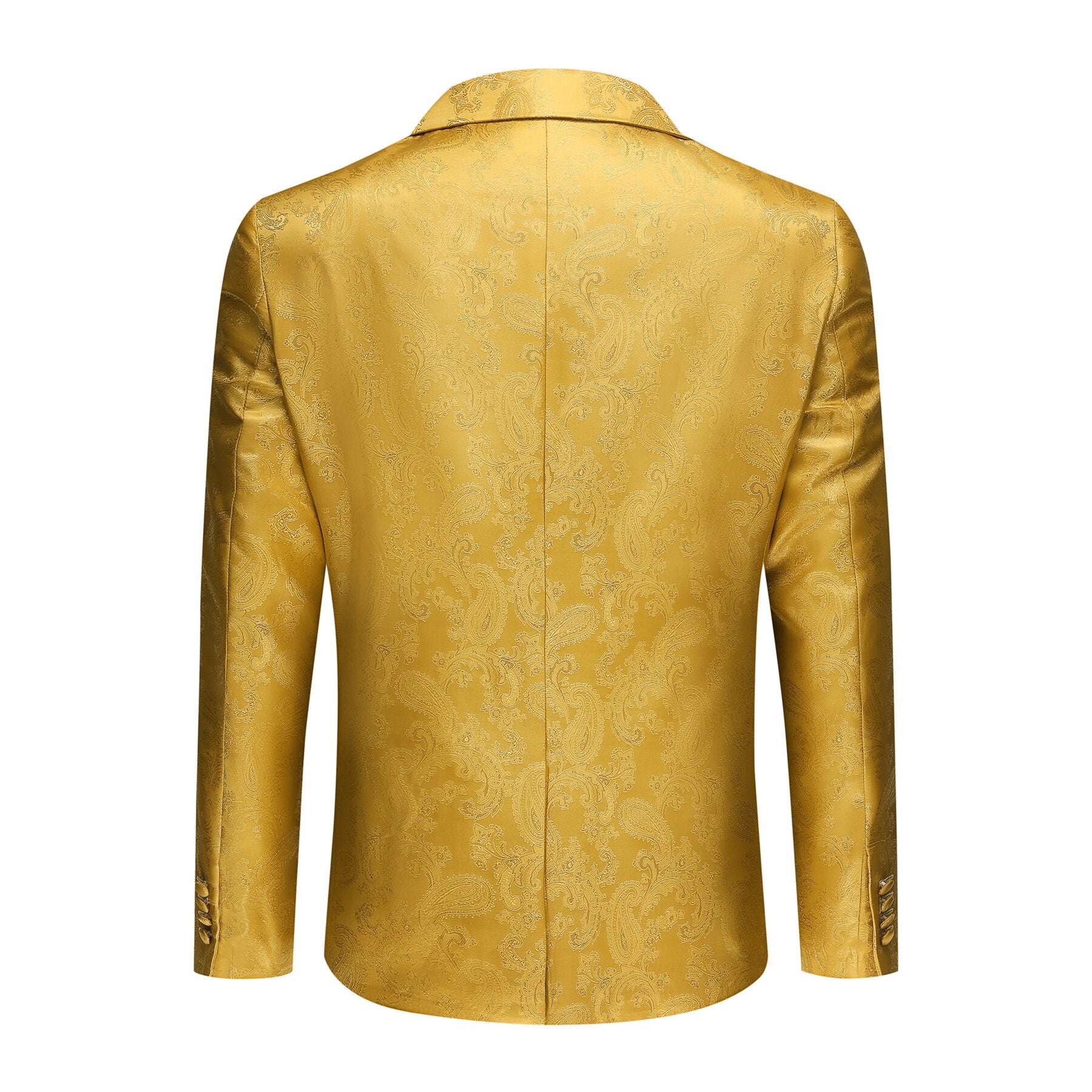 2 Piece Slim Fit Paisley Fashion Suit for Men - Stylish Yellow Business Blazer & Pants Set - Perfect for Office, Wedding & Formal Events
