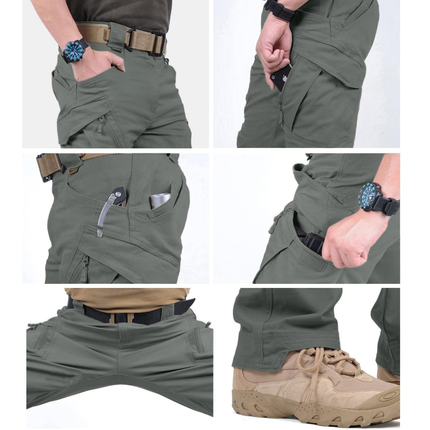 **FEDTOSING Men's Tactical Cargo Pants with 9 Pockets - Rip-Stop Stretch Cotton Military Work Trousers for Hiking, Combat & Outdoor Activities**    *(场景: Perfect for hiking, camping, military duty, construction work, and everyday rugged wear.)*