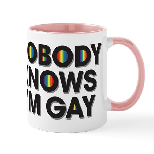 White/Pink Inside - Nobody Knows I'm Gay Mug