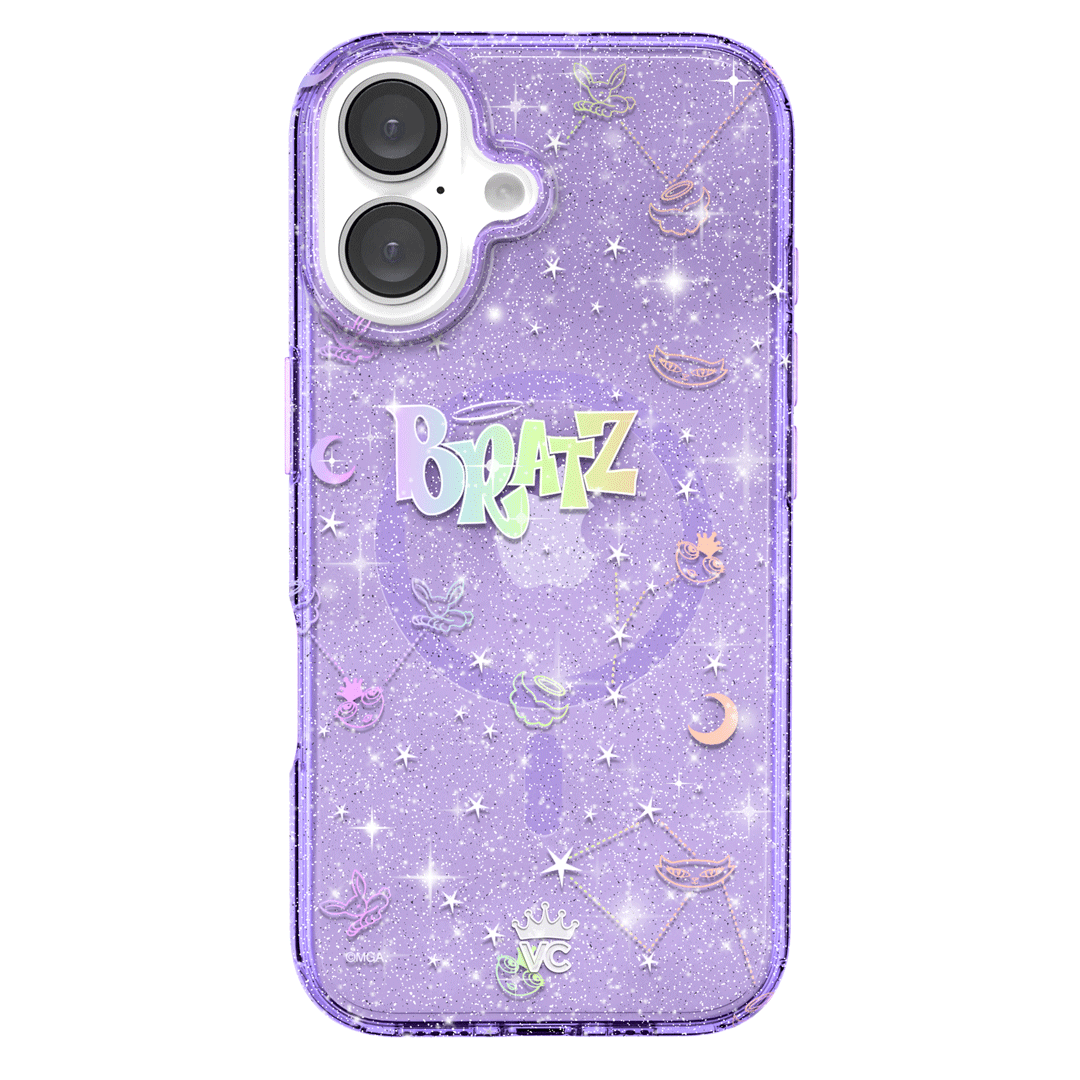 Bratz Celestial Glitter iPhone Case - Trendy Protective Phone Cover for iPhone 13/14/15 - Sparkly Glam Design for Girls & Teens - Perfect for School, Parties & Everyday Use