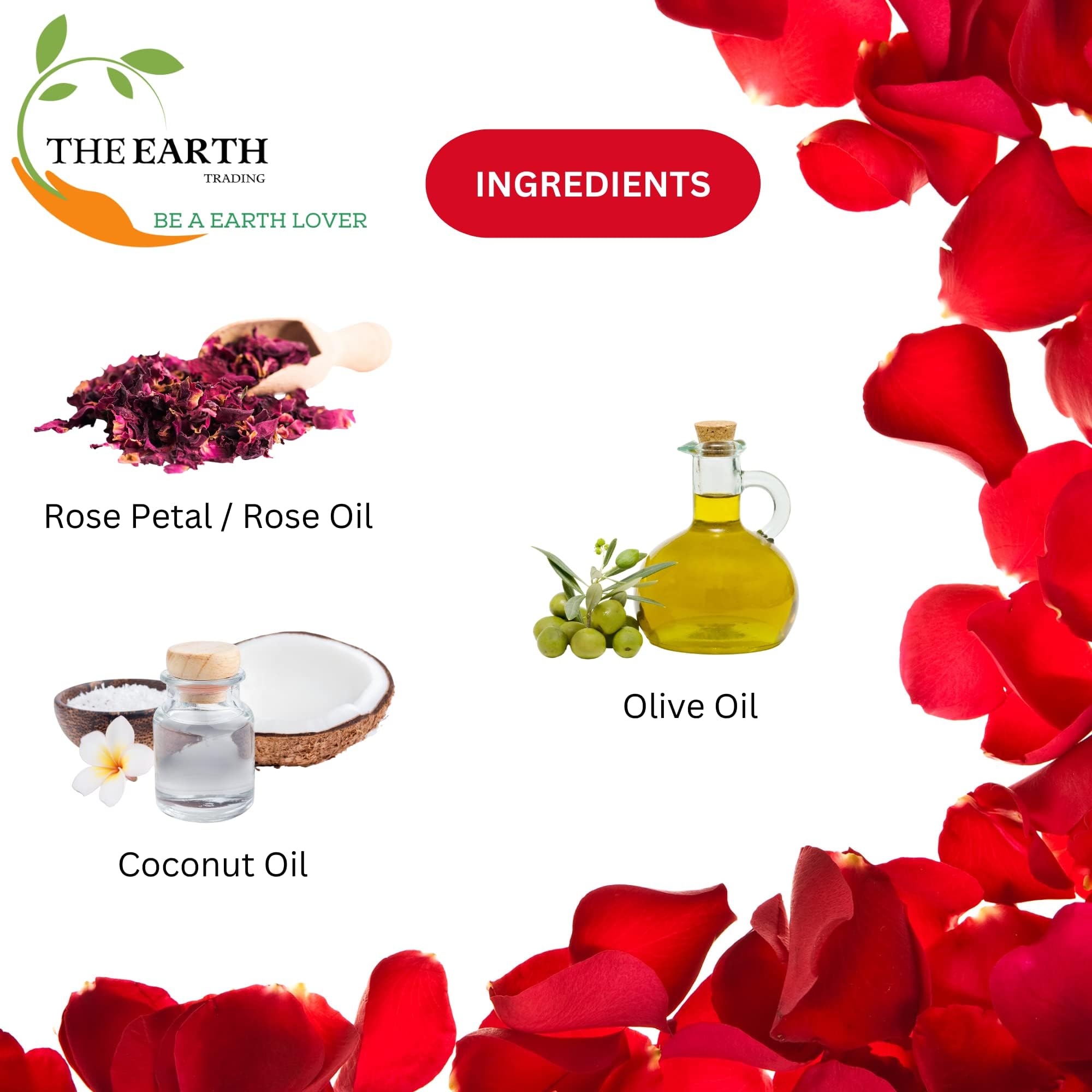 Organic Rose Bath Soap for Men & Women - 100% Natural Handmade Chemical-Free Skincare Soap Bar (Pack of 2) | Gentle Cleansing for Face & Body, Perfect for Sensitive Skin & Daily Relaxation