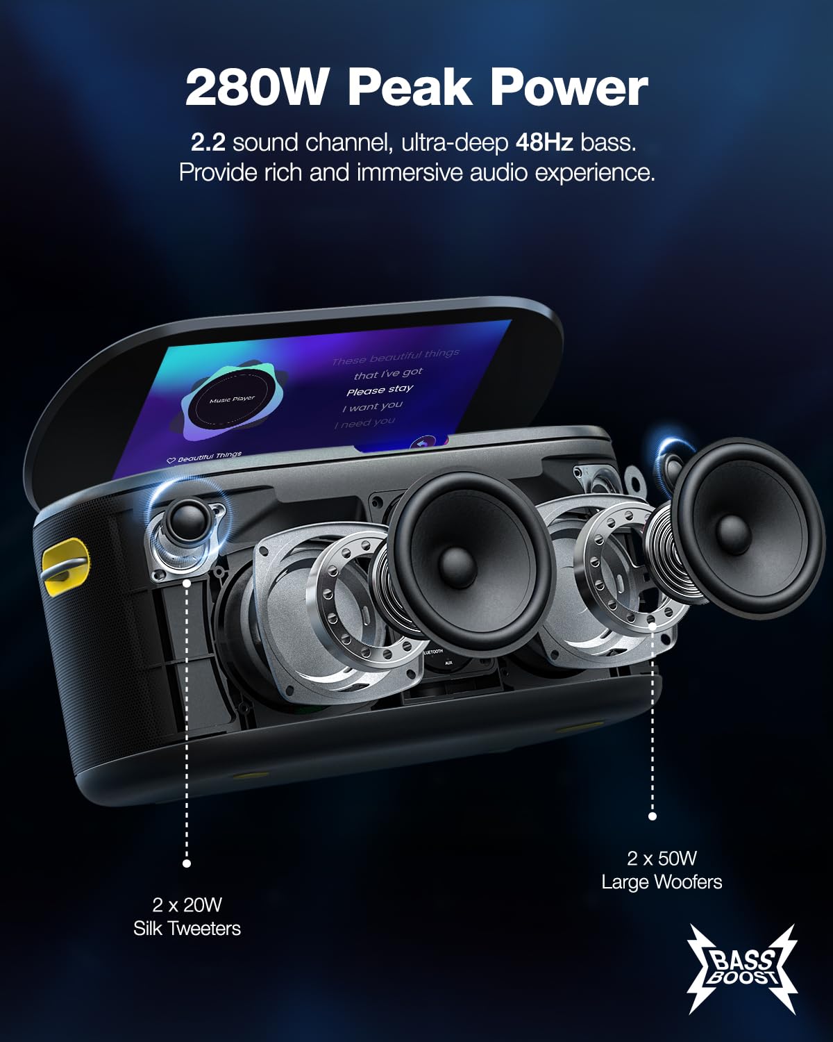 Portable Bluetooth Speaker with Microphone - 10.1