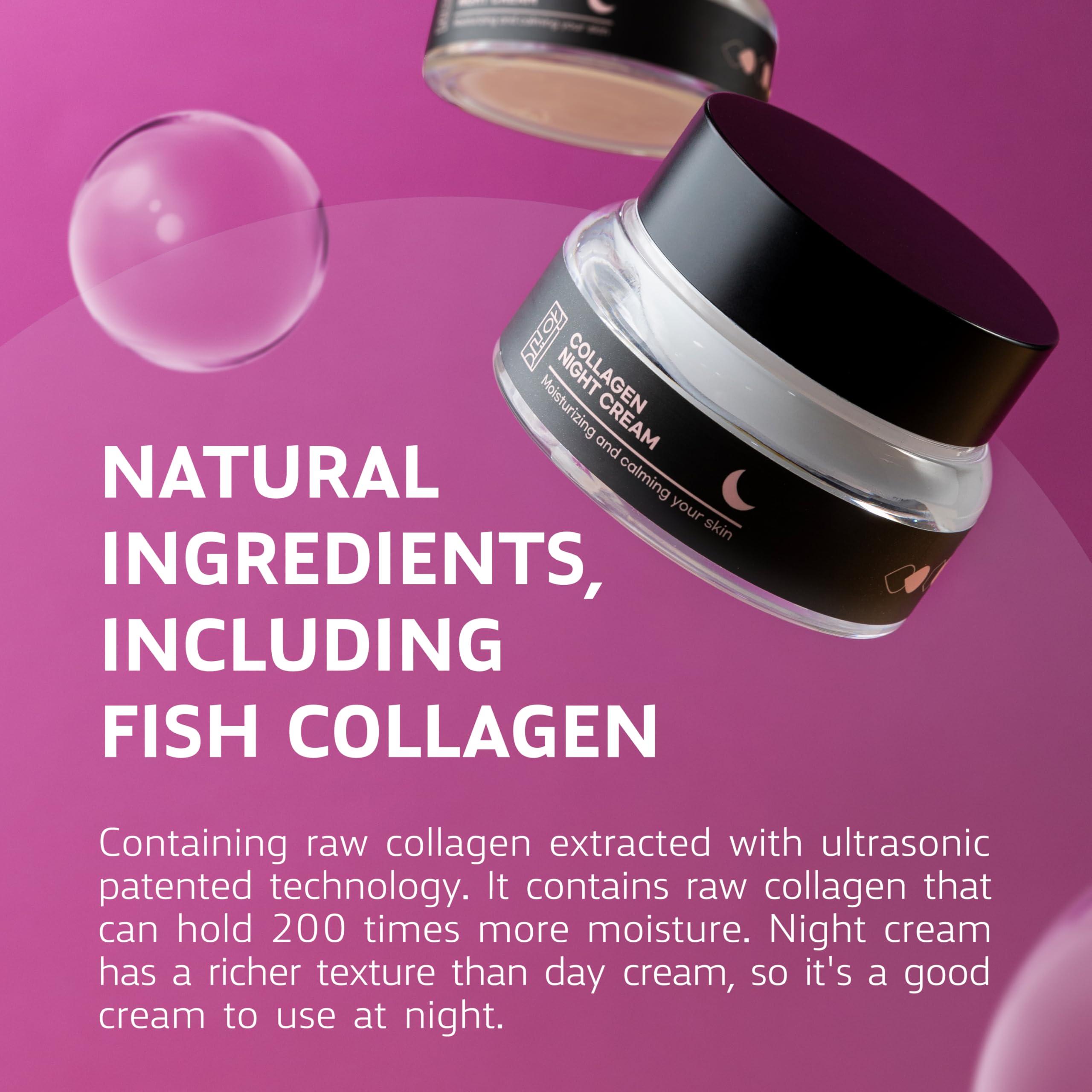 Haryeong Collagen Night Cream for Face - Anti-Aging, Moisturizing & Firming - Best for Dry Skin, Wrinkles & Fine Lines - Perfect for Nighttime Skincare Routine