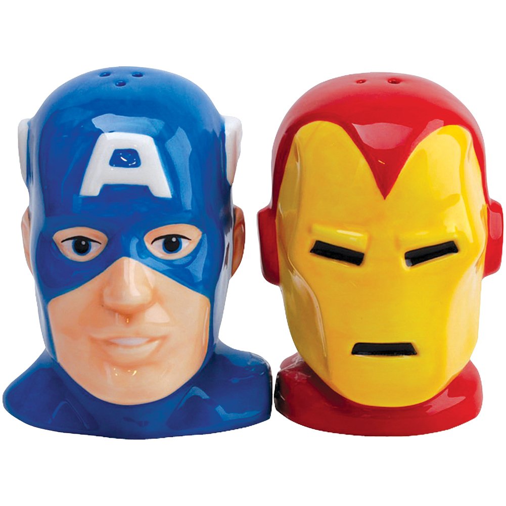 Marvel Captain America & Iron Man Salt and Pepper Shakers Set - Superhero Kitchen Accessories for Home, Party, and Gift Giving