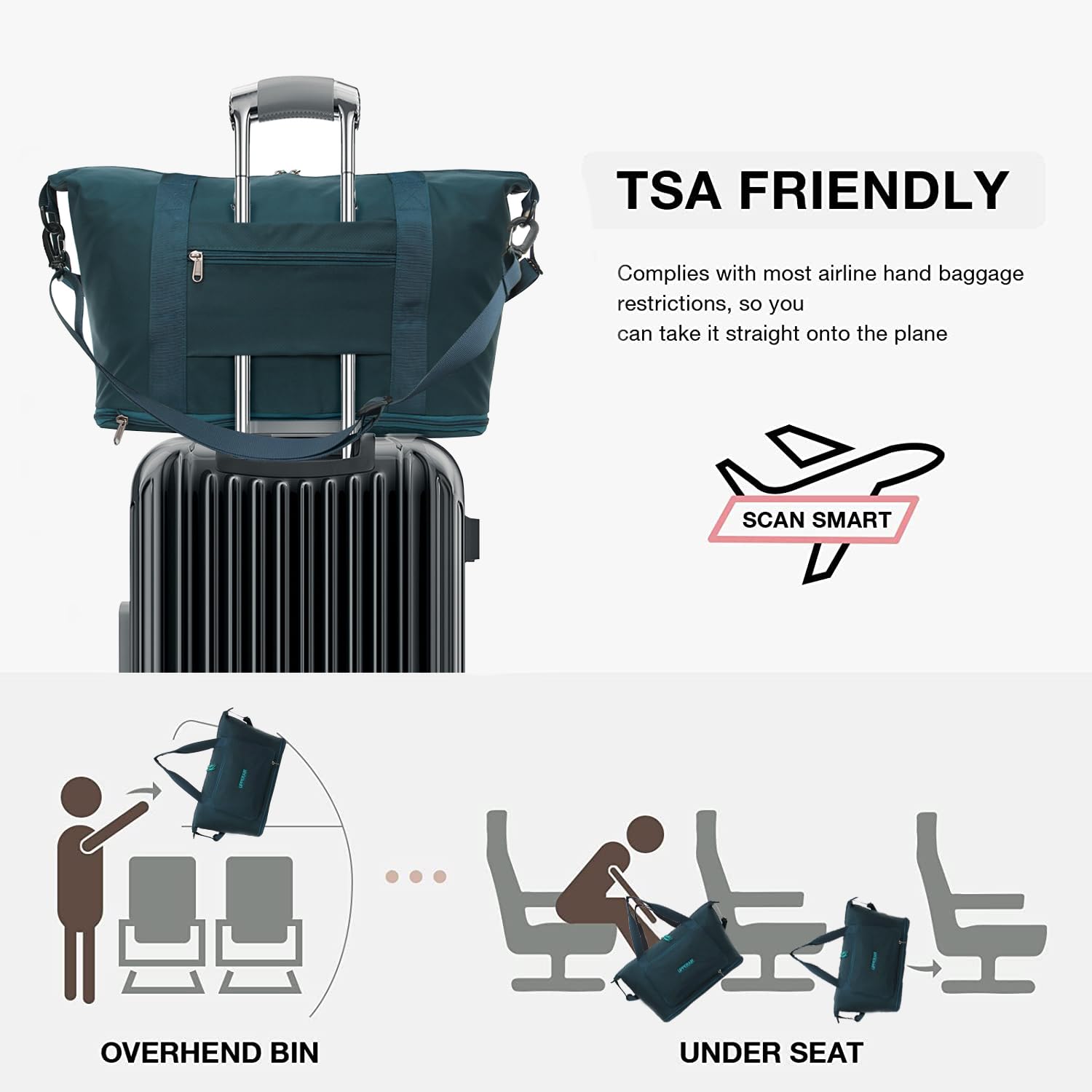 Foldable Travel Duffel Bag - Expandable Collapsible Luggage with Large Capacity | Lightweight Waterproof Oxford Fabric | Perfect for Gym, Camping & Weekend Trips (Men & Women)