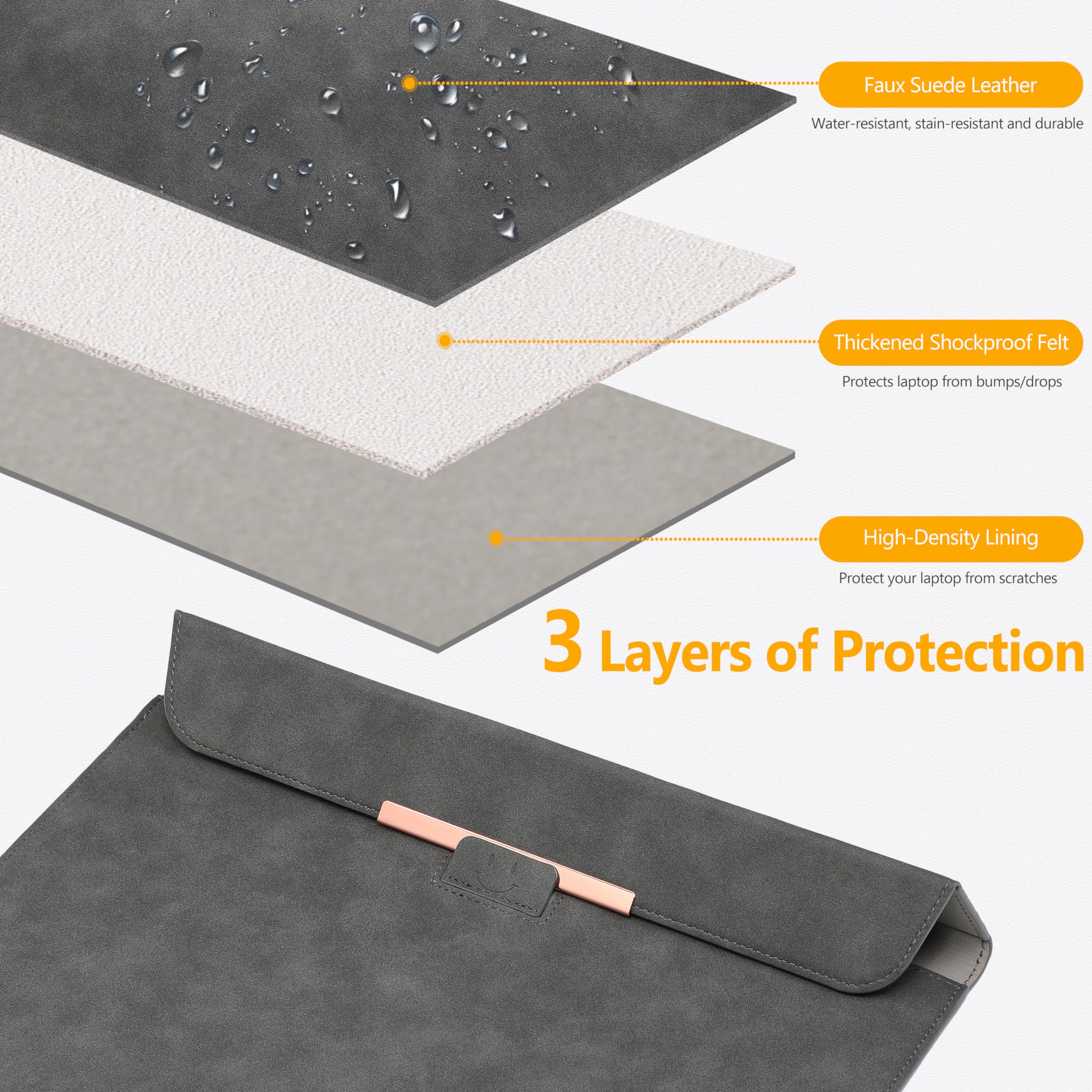 HYZUO 13 Inch Laptop Sleeve with Stand - Compatible with MacBook Air 13 M3/M2/M1 (2024-2018), MacBook Pro 13 M2/M1 (2024-2016), 13