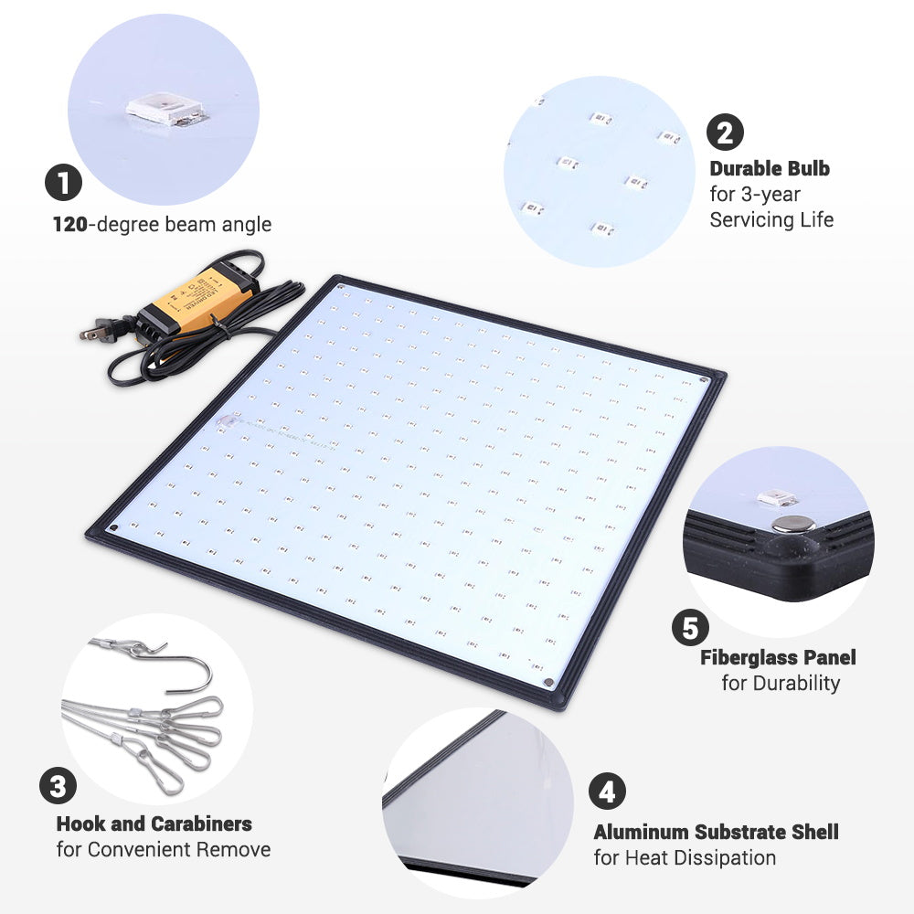 TheLAShop 225 LED Plant Grow Light Panel - Ultra Thin Full Spectrum with Blue, Red, Orange & White LEDs for Indoor Plants, Hydroponics, Greenhouses & Home Gardening