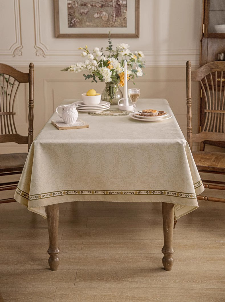 Elegant Cream French Style Tablecloth - Modern Rectangle Dining Table Cover for Oval & Rectangle Tables - Perfect for Dinner Parties, Weddings & Home Decor