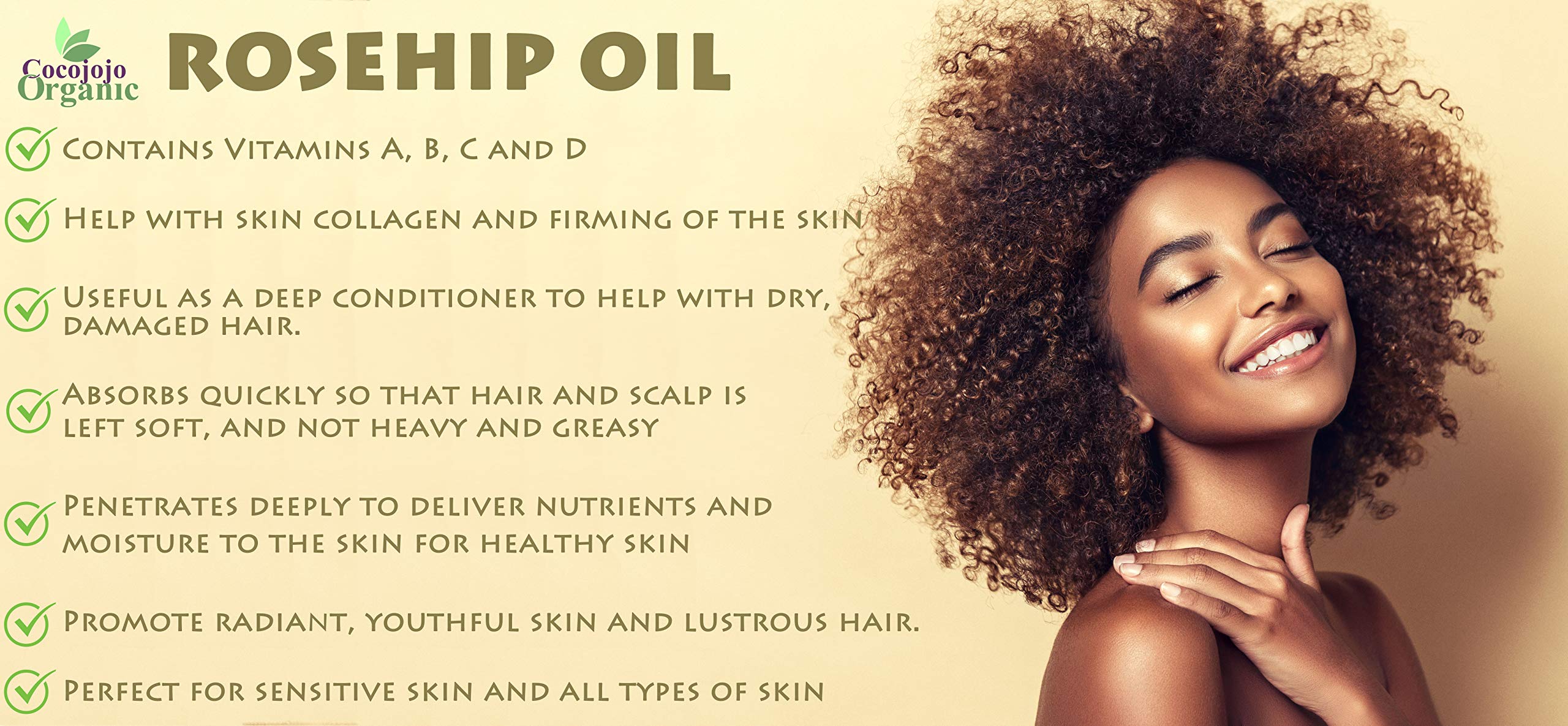**Organic Cold-Pressed Rosehip Oil for Face & Skin - 100% Pure Unrefined, 16 Oz - Hydrates Hair, Nails & Body - Anti-Aging & Scar Reduction - Perfect for Dry Skin & Night Routine**