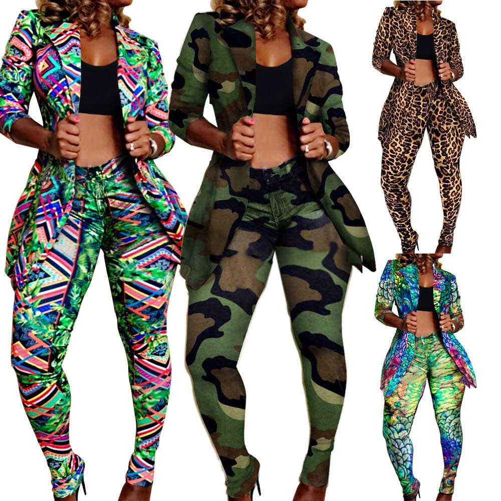Lucuna Women's Sexy 2 Piece Club Outfits - Open Front Blazer & Bodycon Pants with Long Stockings Set | Night Out, Party, Date Night, Club Wear, Special Occasion Outfit