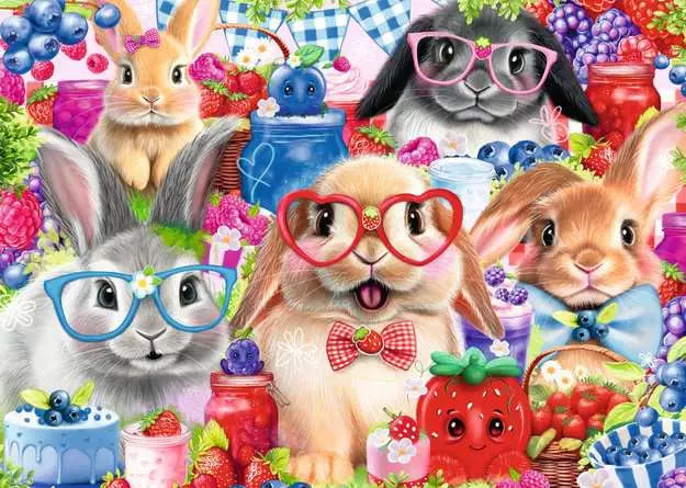 Bunnies & Berries Pz35 - Adorable Bunny and Berry Themed Pajamas for Women | Cozy Sleepwear for Relaxing at Home or Sleepovers