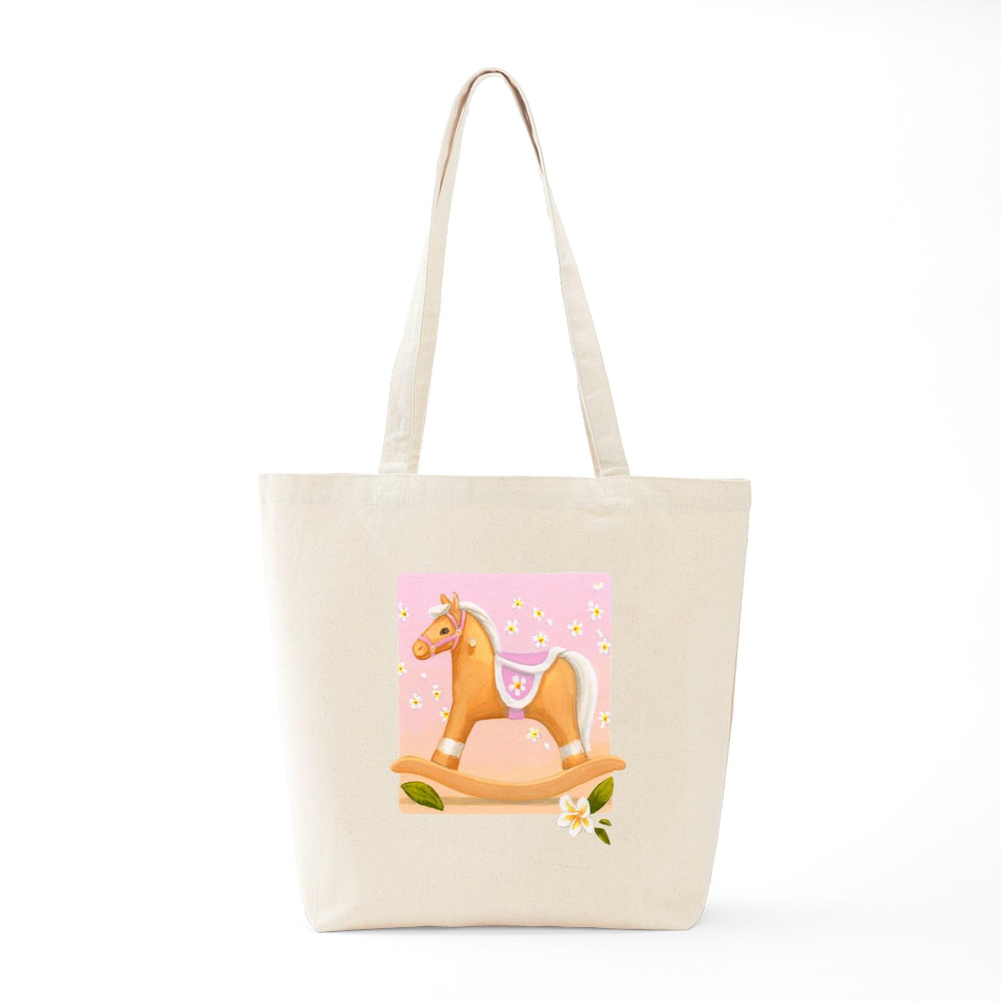 Palomino In Pink Rocking Horse Canvas Tote Bag - Eco-Friendly Reusable Shopping Bag for Groceries, Beach & Daily Use | CafePress