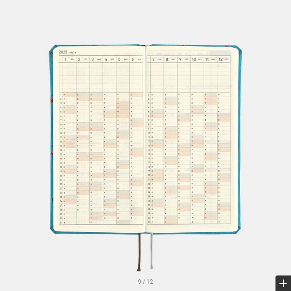 Hobonichi Weeks MEGA 2025 Planner - Cherry Bow & Tie Hardcover Weekly Notebook | English Edition | January Start, Monday Layout | Perfect for Work, School & Personal Organization