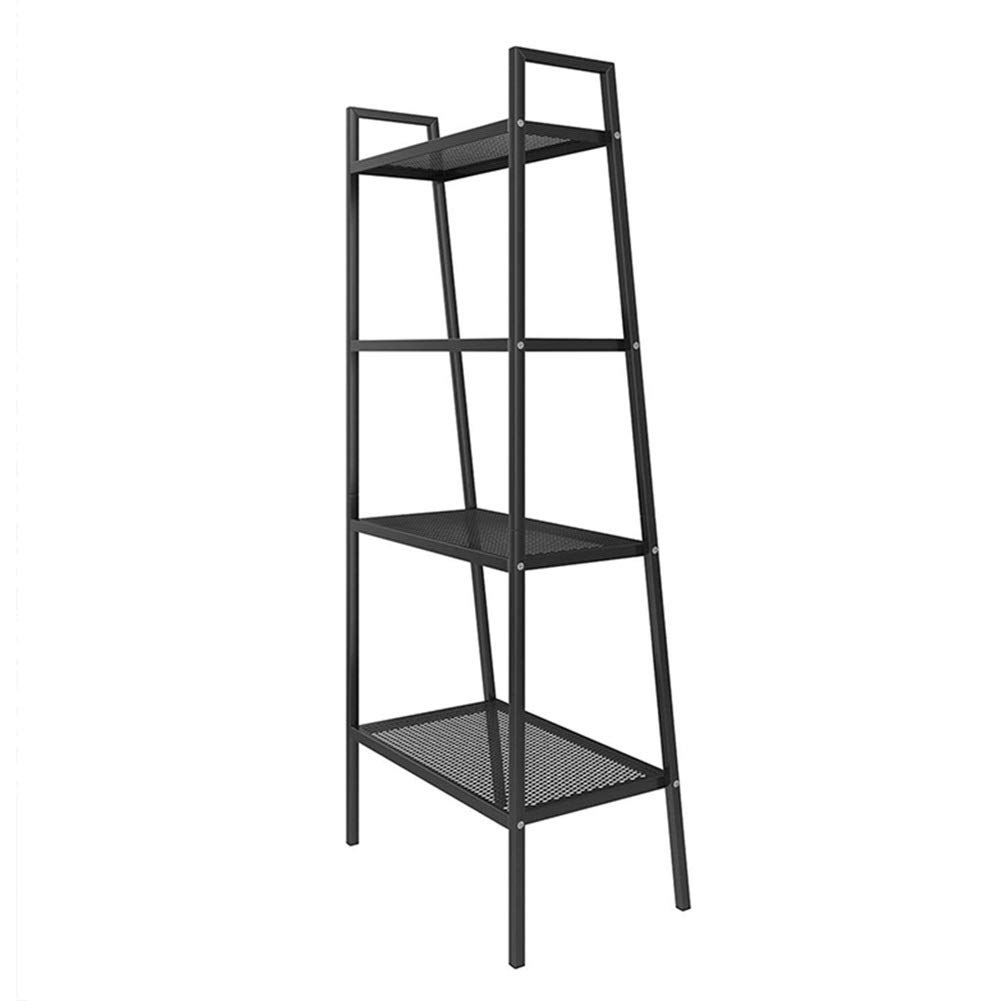 ZENGAI 4-Tier Wrought Iron Flower Pot Stand - Trapezoidal Plant Shelf for Indoor/Outdoor Use, Bookshelf & Display Rack - Easy Assembly for Living Room, Bedroom, Balcony, Garden (Black)
