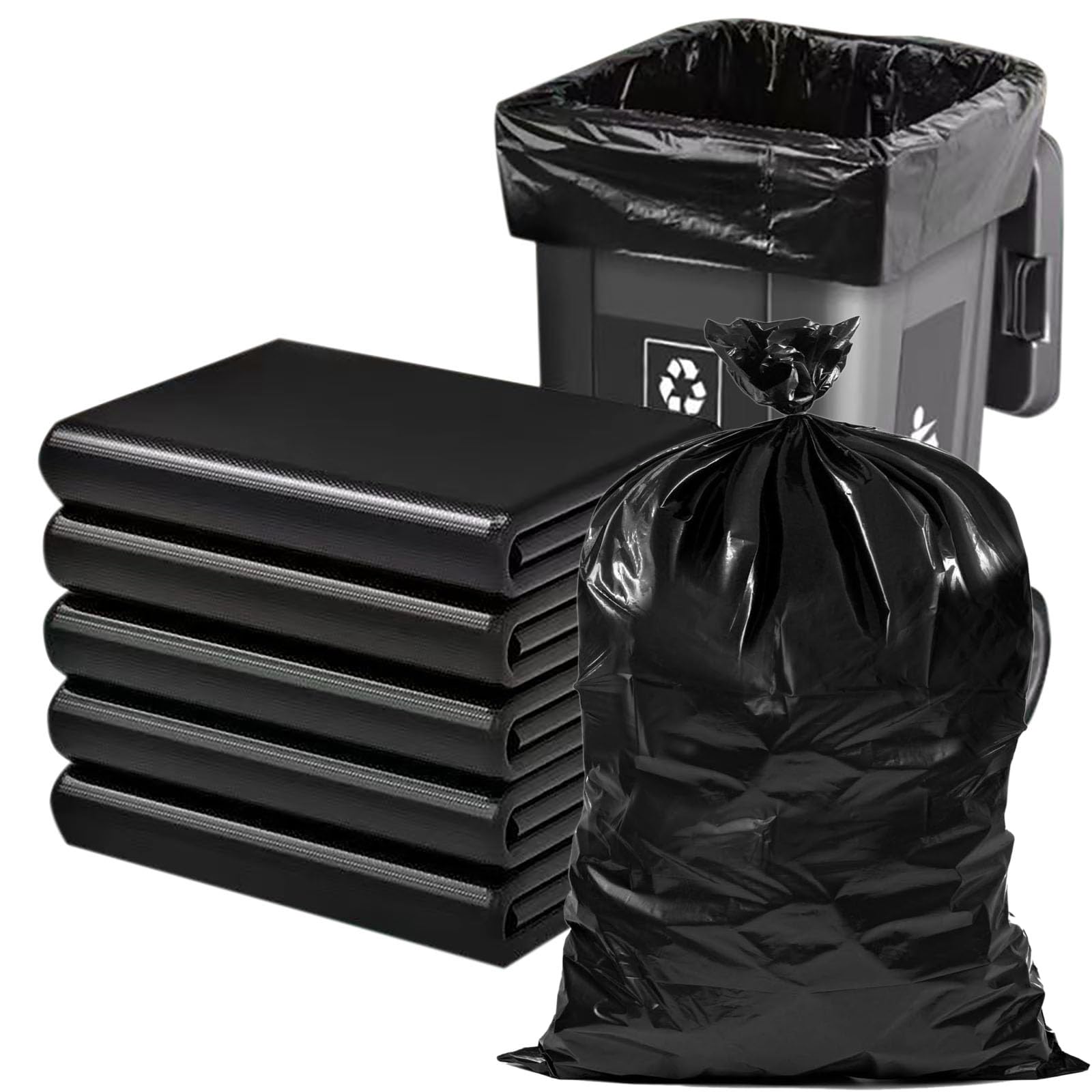 65 Gallon Heavy Duty Trash Bags (50 Count) - 1.8 Mil Thick Extra Large 50