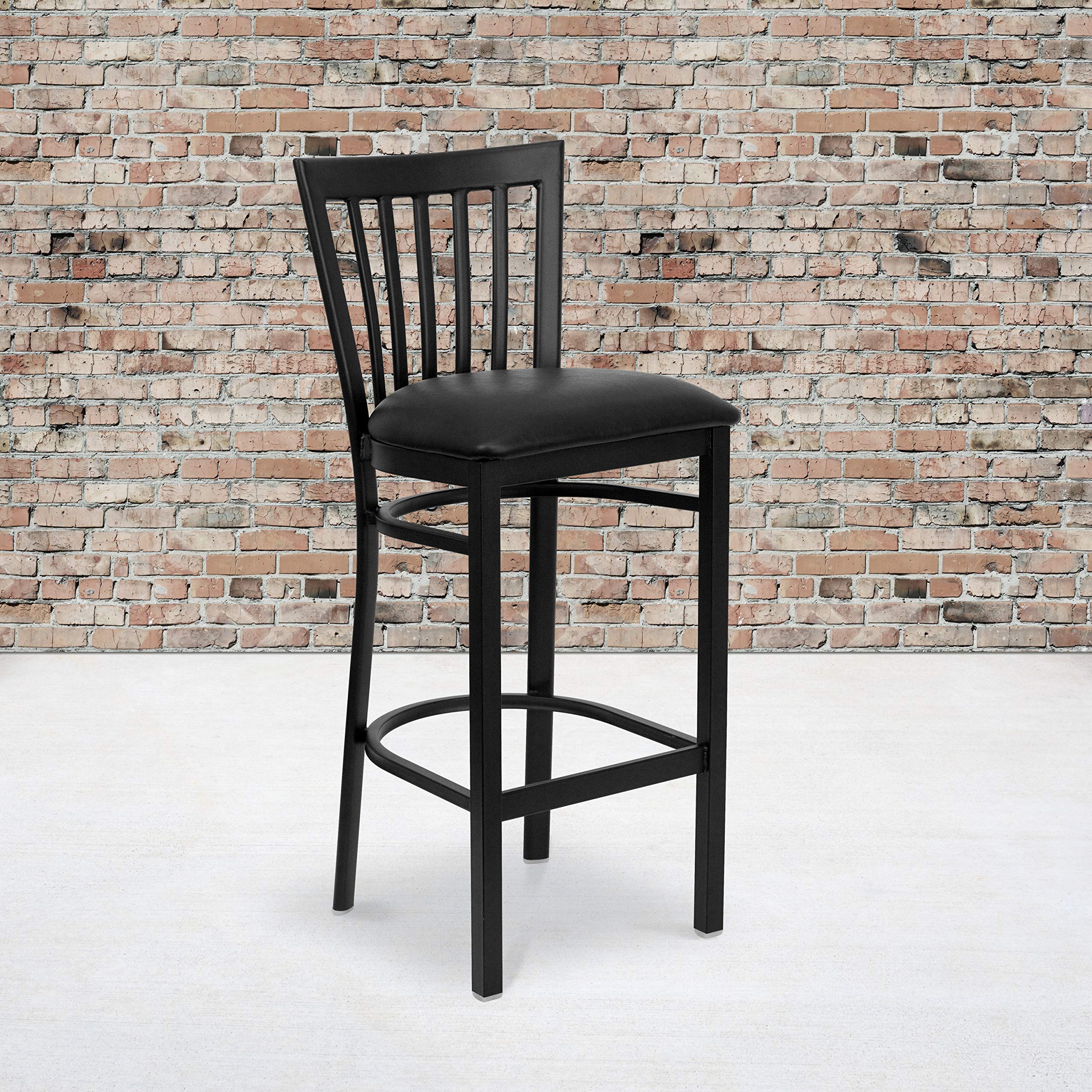 2 Pack Black Metal Bar Stools with Vinyl Seat - Heavy Duty Restaurant & Home Kitchen Counter Stools for Dining, Bar, Cafe, and Office Use