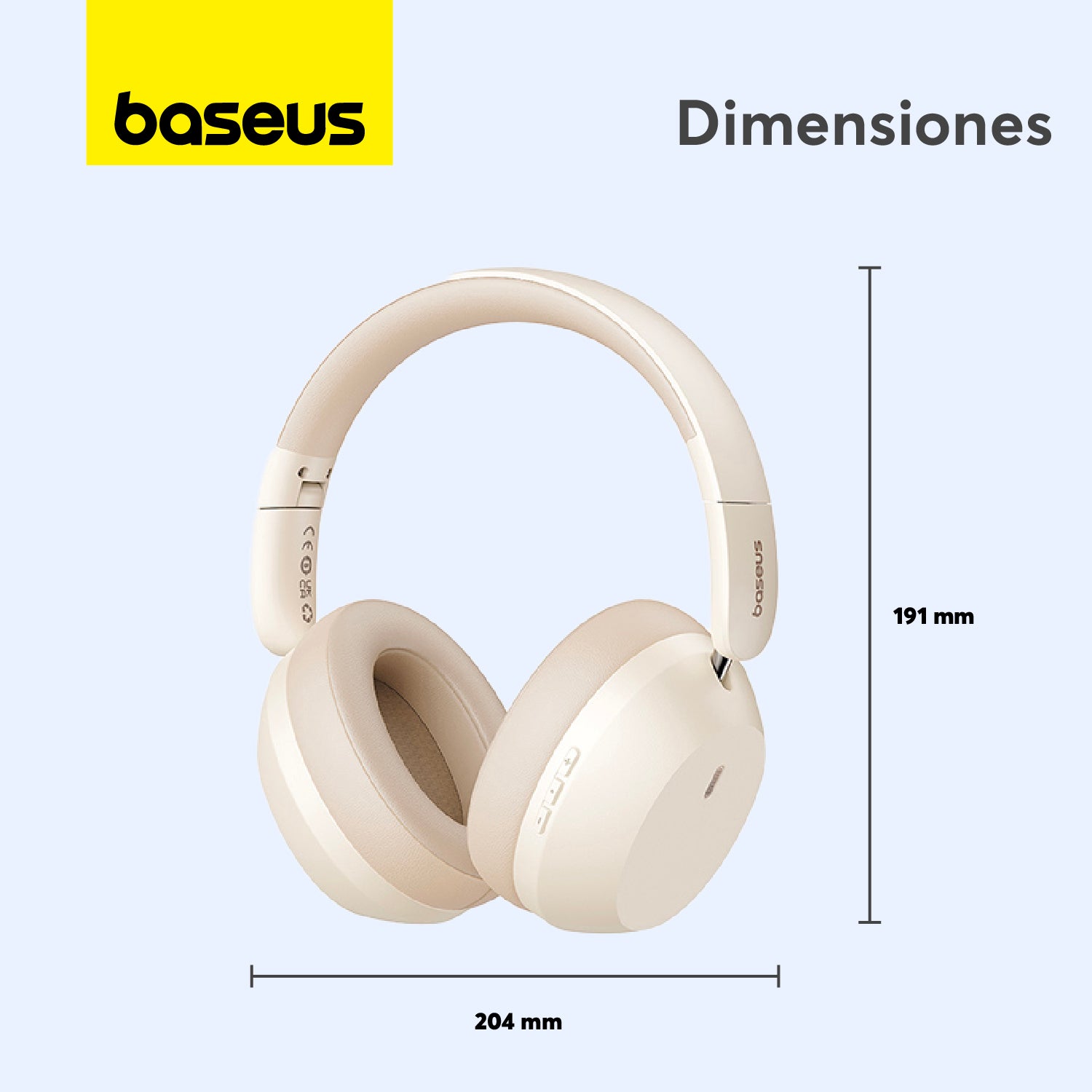 Baseus Bass 35 Max Wireless Bluetooth Headphones with Deep Bass - White | Perfect for Gym, Travel & Workout
