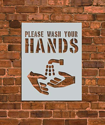 Reusable Wash Your Hands Sign Stencil Template - DIY Bathroom & Kitchen Hygiene Decor - INNOVO Stencils for Home, Office & Public Spaces