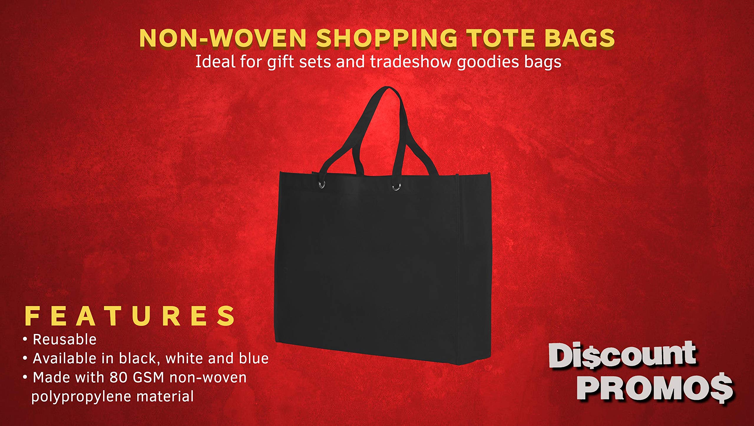 10 Pack Reusable Canvas Shopping Tote Bags - Eco-Friendly Grocery Bags for Shopping, Travel & Storage - Black