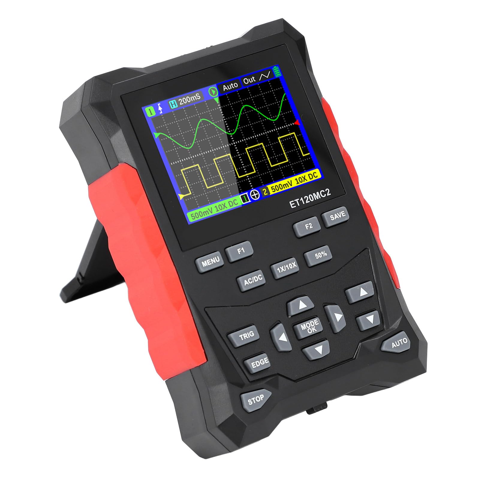 ET120MC2 Digital Oscilloscope - Portable Handheld Tablet Oscilloscope with 2 Channels & LCD Display, Standard Decoder - Ideal for Electronics Repair, DIY Projects, and Engineering Education