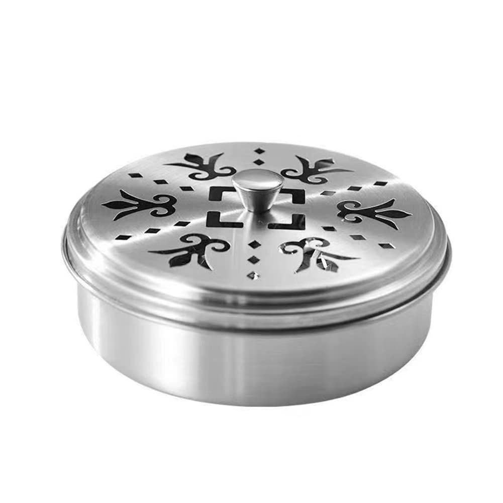Stainless Steel Incense Burner Holder with Cover - Portable Metal Coil Holder for Home, Office, Meditation & Outdoor Camping Use - Aromatherapy Accessory for Relaxation & Spiritual Practices