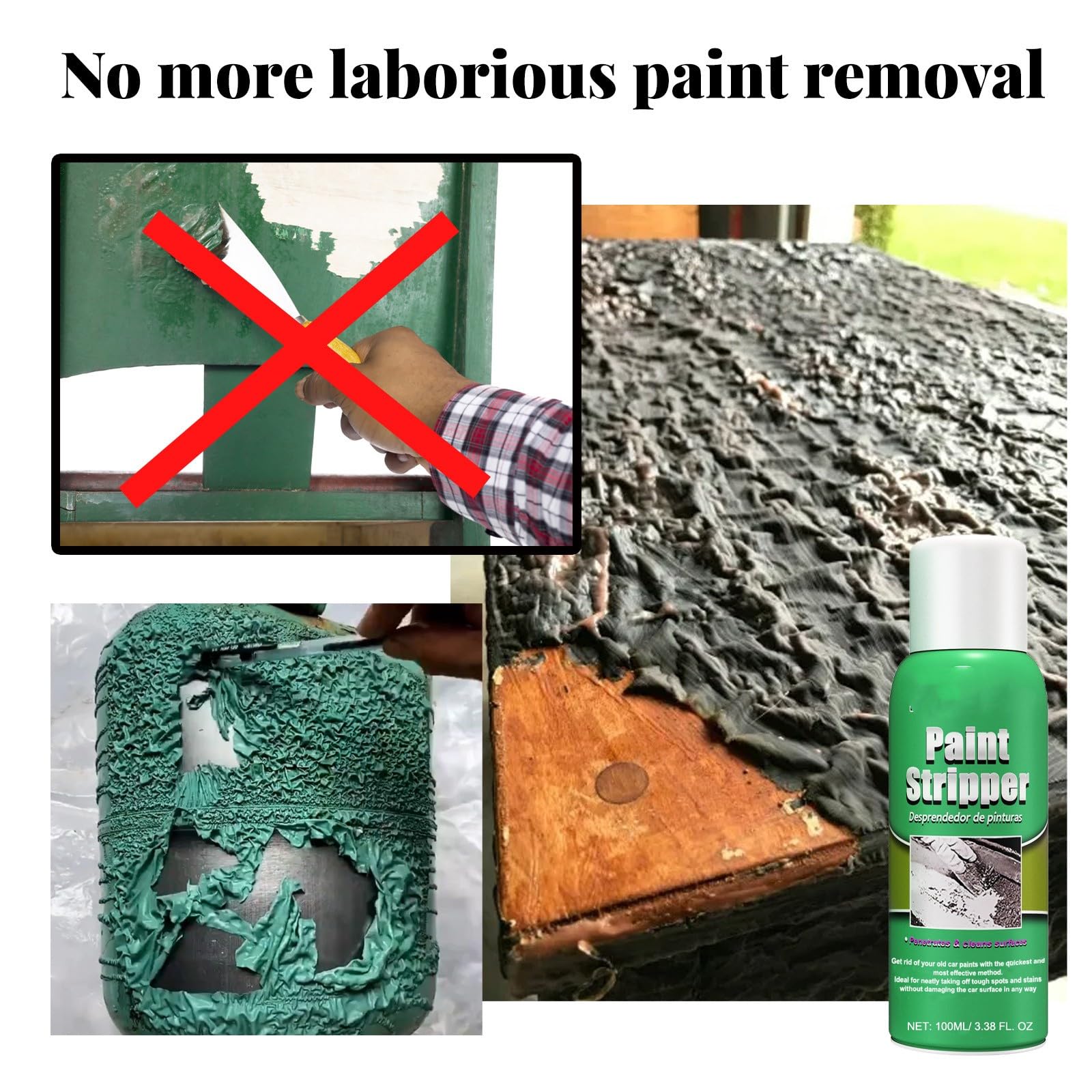 Efficient Paint Stripper for Metal & Automotive Surfaces - Heavy-Duty Paint Remover with Brush (2-Pack) - Perfect for Car Restoration, DIY Projects & Industrial Use