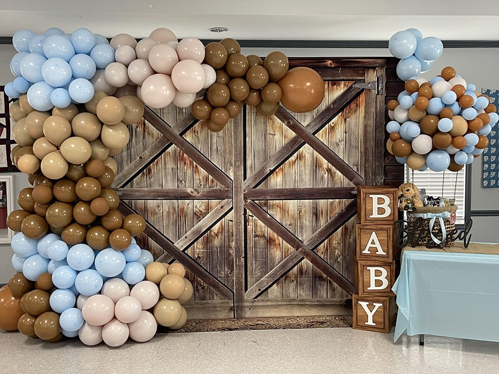 60 Pcs Light Blue, White & Gold Balloons Set - Baby Blue, Nude & Metallic Gold Balloons for Teddy Bear Theme Birthday Party Decor | Perfect for Kids' Parties, Baby Showers & Gender Reveals