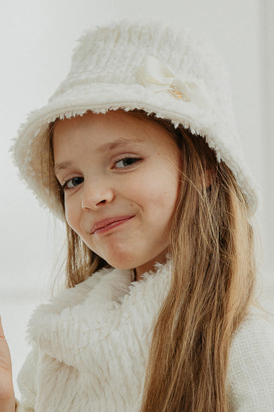 Ivory Faux Fur Bucket Hat for Women - Winter Fashion Accessory, Soft Warm Beanie for Cold Weather, Outdoor Activities & Street Style