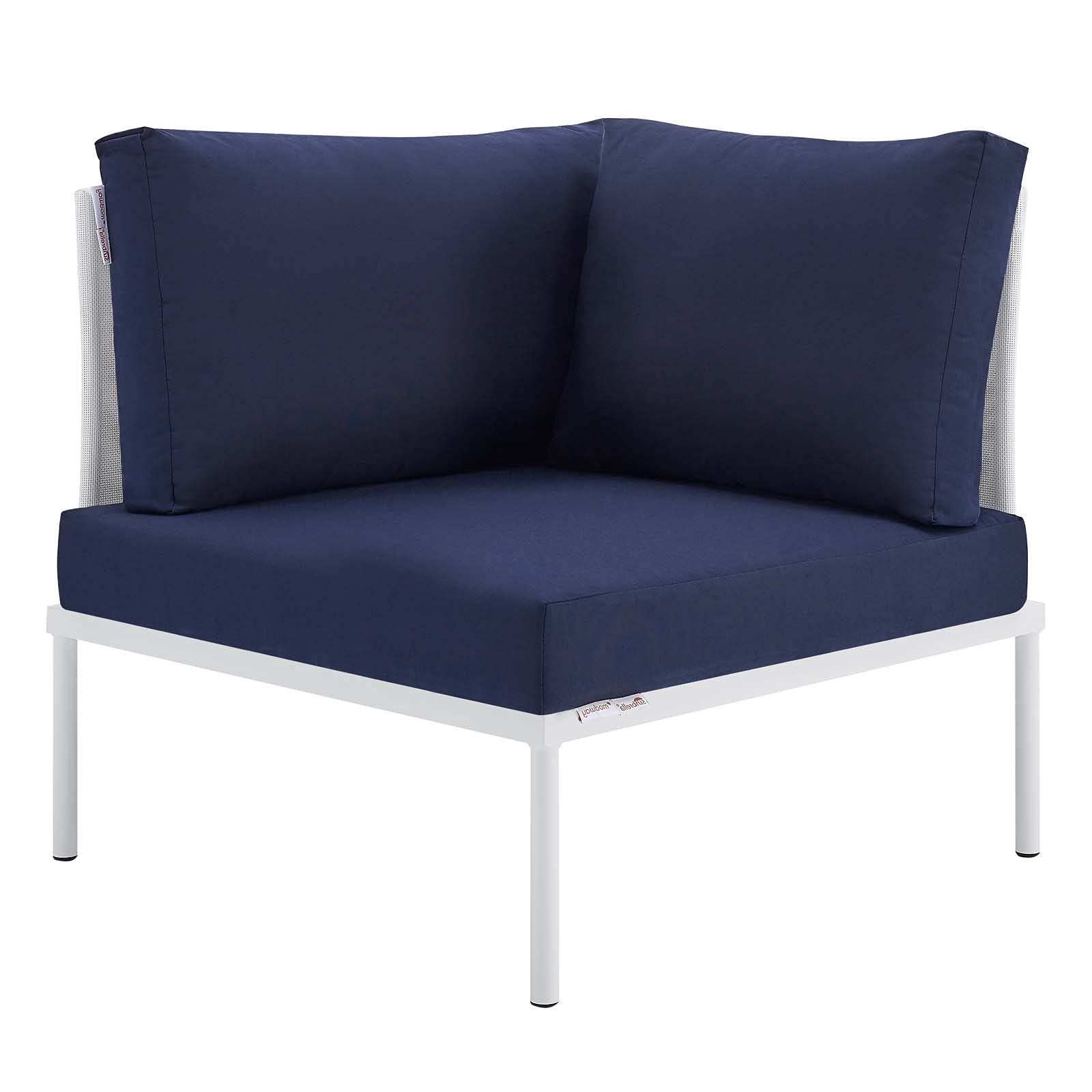 Modern Outdoor Patio Lounge Sectional Sofa Set with Chair & Table - Aluminum Frame in White, Blue & Navy - Perfect for Backyard, Poolside & Garden Relaxation