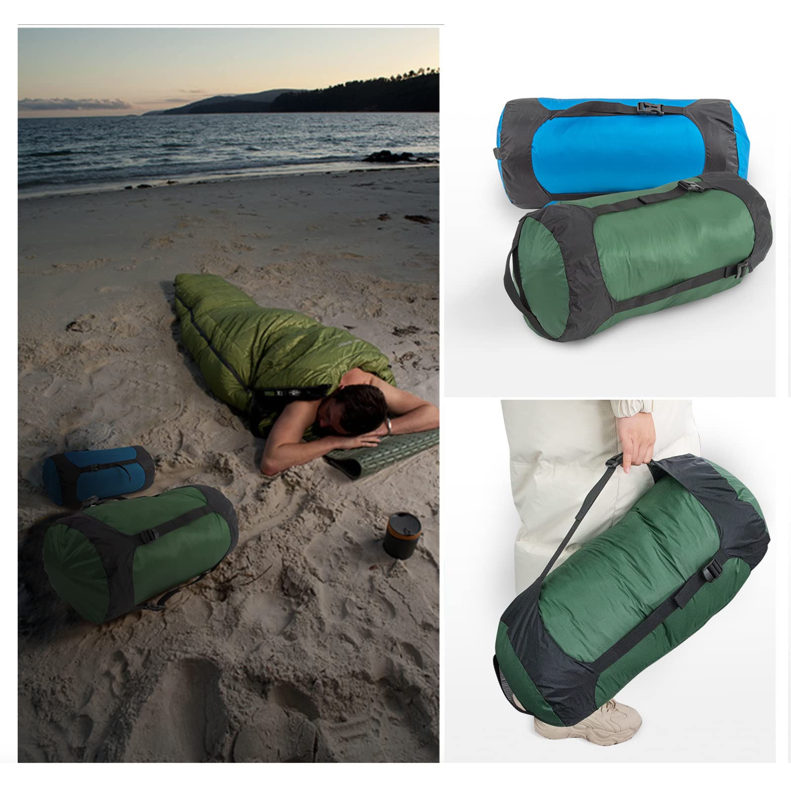 Lightweight Nylon Compression Sack for Sleeping Bag - Waterproof Stuff Bag Organizer for Camping, Backpacking & Hiking Gear - Perfect for Outdoor Adventures and Travel Storage