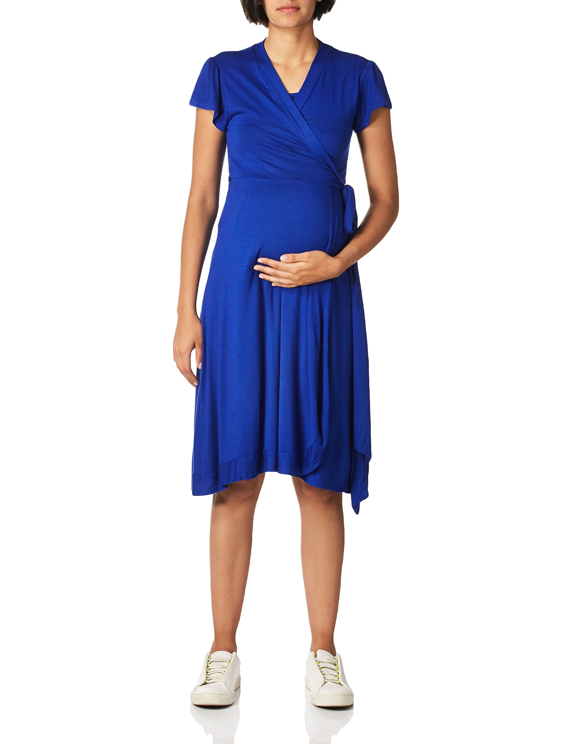 Kathy Women's Maternity Nursing Dress with Flutter Sleeves & Wrap Design - Perfect for Pregnancy, Breastfeeding & Special Occasions