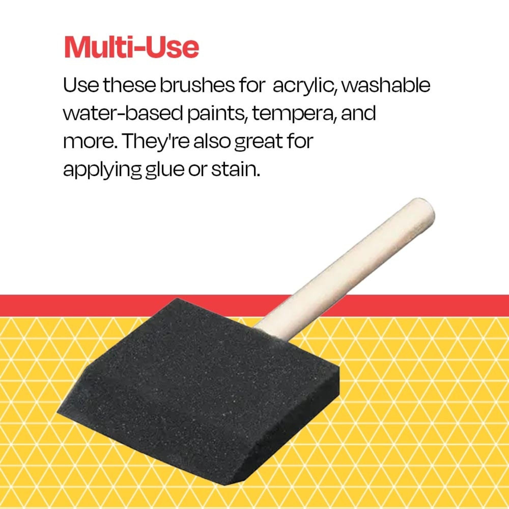 School Smart 3-Inch Wedge Foam Paint Brushes - Pack of 10 | Kids Art Supplies, Classroom Craft Activities & DIY Home Projects