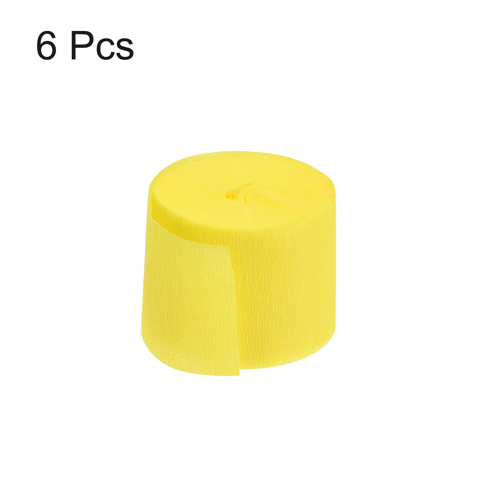 MeccaniXity 1.77 Inch Wide Crepe Paper Streamers - 32 Feet Long (Pack of 6) | Vibrant Yellow Party Decorations for Birthday, Wedding & Festival Events | Perfect for Ceiling Decor, Photo Backdrops & Venue Transformations