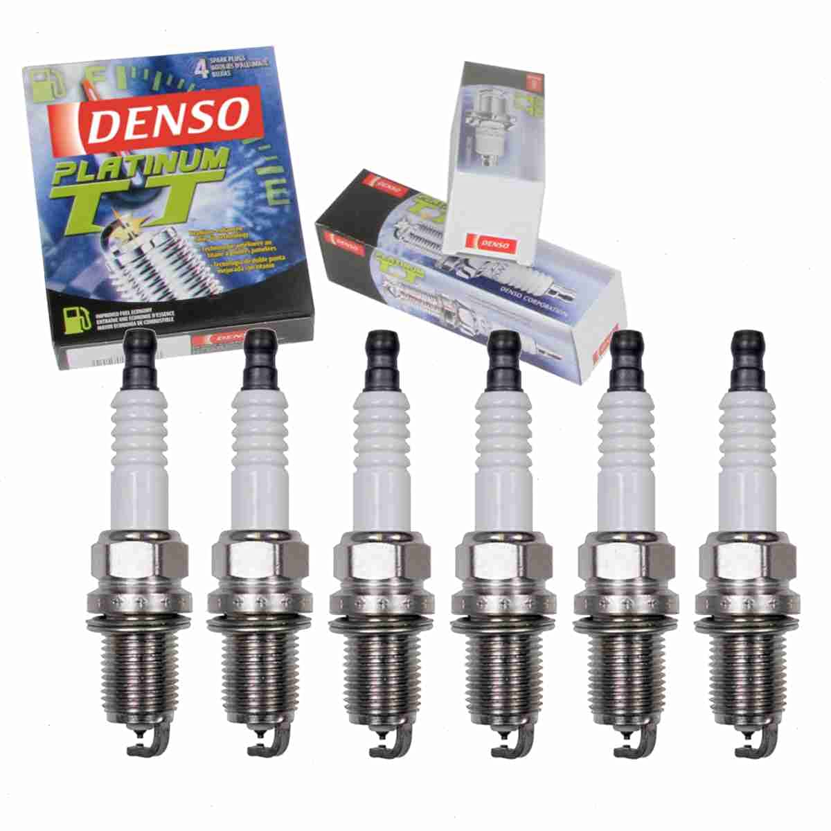 DENSO Platinum TT Spark Plugs (6-Pack) - Compatible with Acura TL 3.2L & 3.5L V6 (2004-2008 Models) - High Performance Ignition for Smooth Acceleration & Fuel Efficiency - Perfect for Daily Commuting & Highway Driving