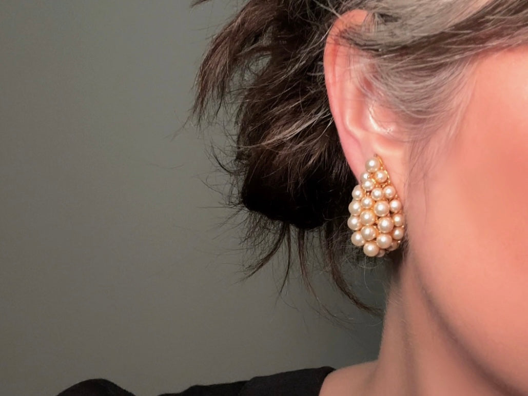 Vintage Cream Pearl Teardrop Statement Earrings for Women - Elegant Dangle Pearl Jewelry for Wedding, Party & Special Occasions