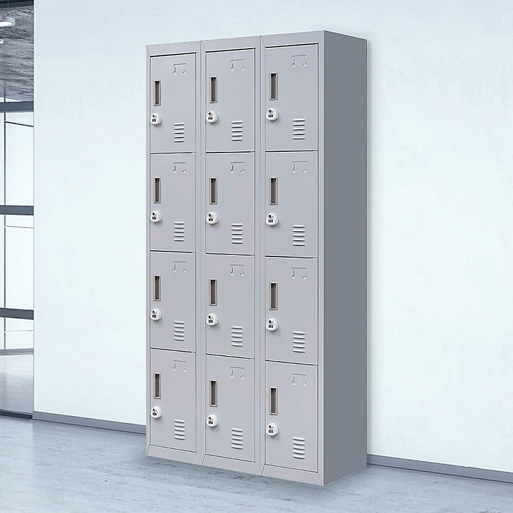 12-Door Locker with 3-Digit Combination Lock for Office, Gym, Shed, School & Home Storage - Secure Organization for Personal Belongings, Equipment & Valuables