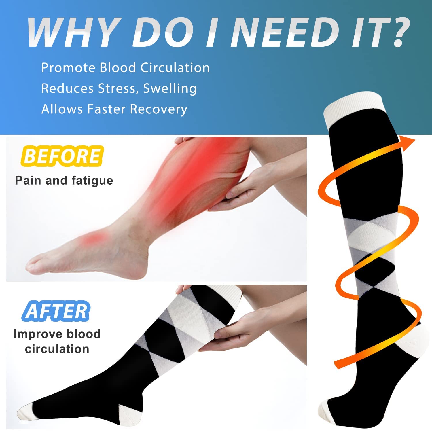 Aoliks Medical Compression Socks for Women & Men - Knee High Support Socks for Running, Nurses, Travel - Improve Circulation & Reduce Swelling for Athletes, Healthcare Workers & Frequent Flyers