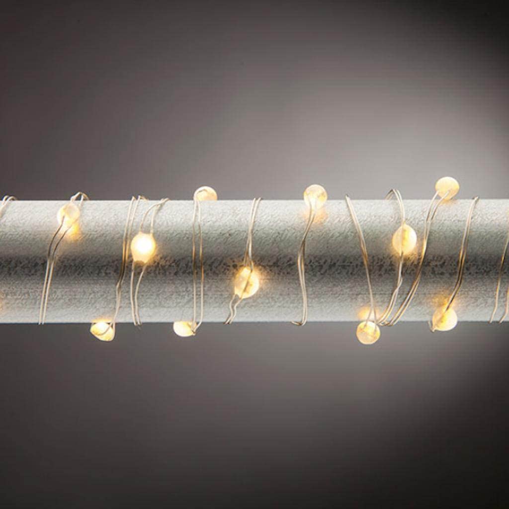 Gerson 45033-5' 30 Lights Silver Wire Warm White LED Micro Christmas Light String Set - Perfect for Indoor Holiday Decor, Christmas Trees, and Party Lighting