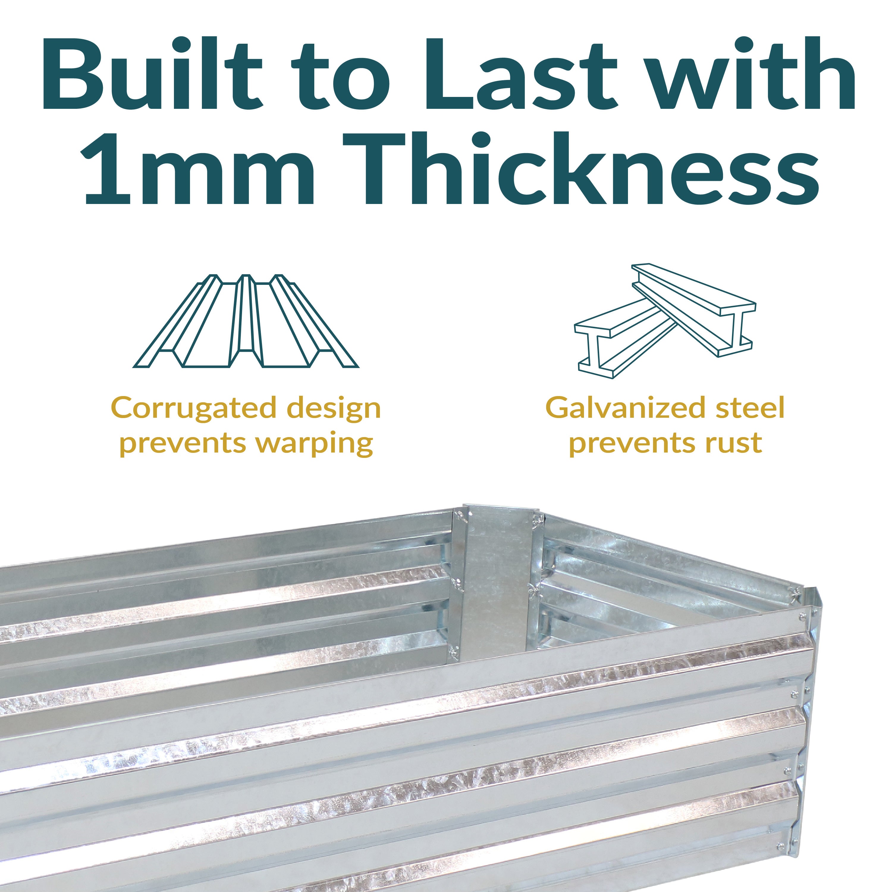 Galvanized Steel Raised Garden Bed - 48 Inch Rectangle Planter Box for Vegetables, Herbs & Flowers | Durable Outdoor Gardening Solution for Backyard, Patio & Urban Farming
