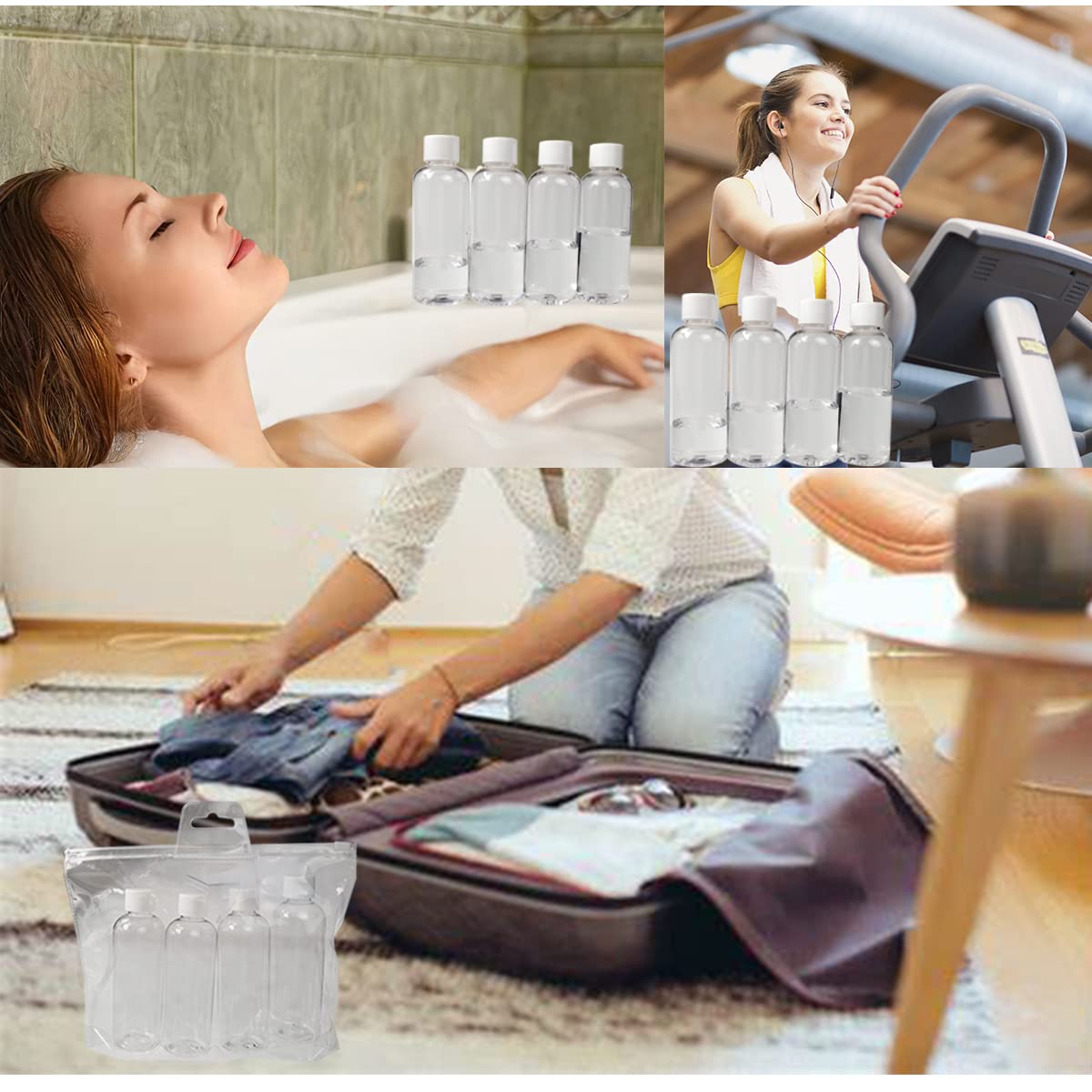 4-Pack 80ml Clear Refillable Travel Bottles with Screw Lids - Leakproof Plastic Containers for Toiletries, Shampoo, Conditioner & Soap - Perfect for Air Travel, Gym, Camping & Vacation Essentials