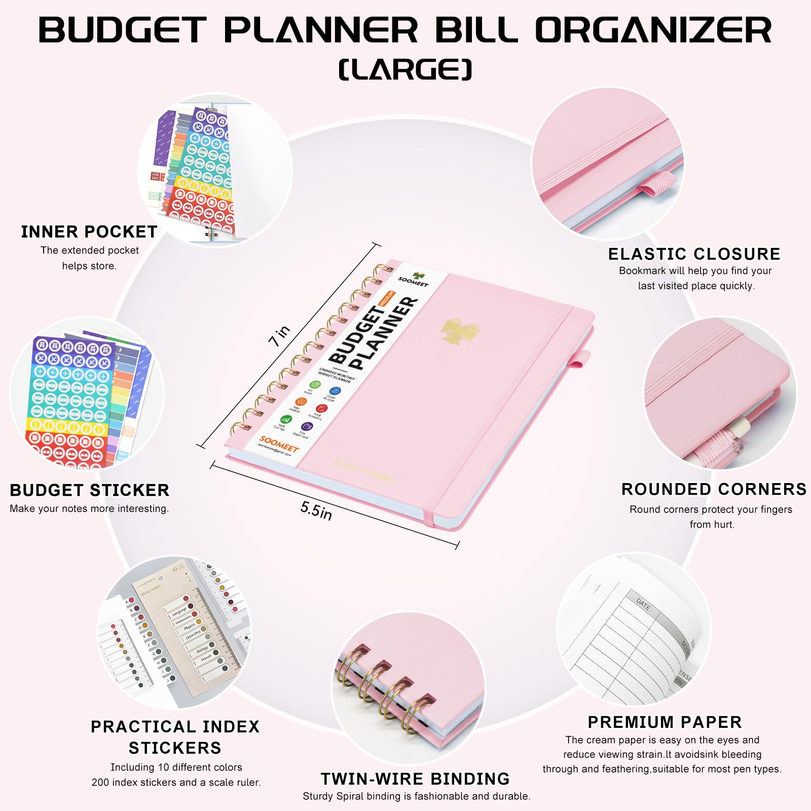 2025-2026 Budget Planner - Monthly Bill Organizer with Pockets | Undated Financial Planner with Expense Tracker | Money Management Journal | Medium Size 5.5