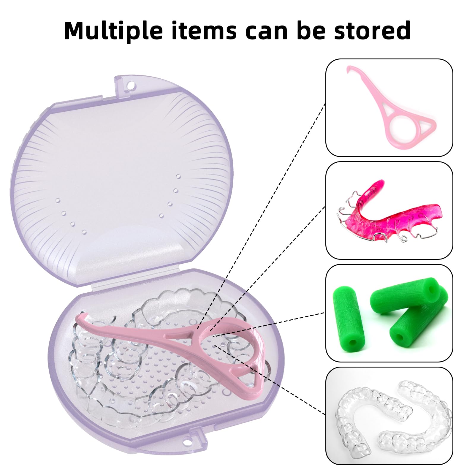 **Translucent Purple Braces Storage Box - 1 Piece KFO Box for Dental Splints & Orthodontic Retainers | Perfect for Travel & Home Organization**