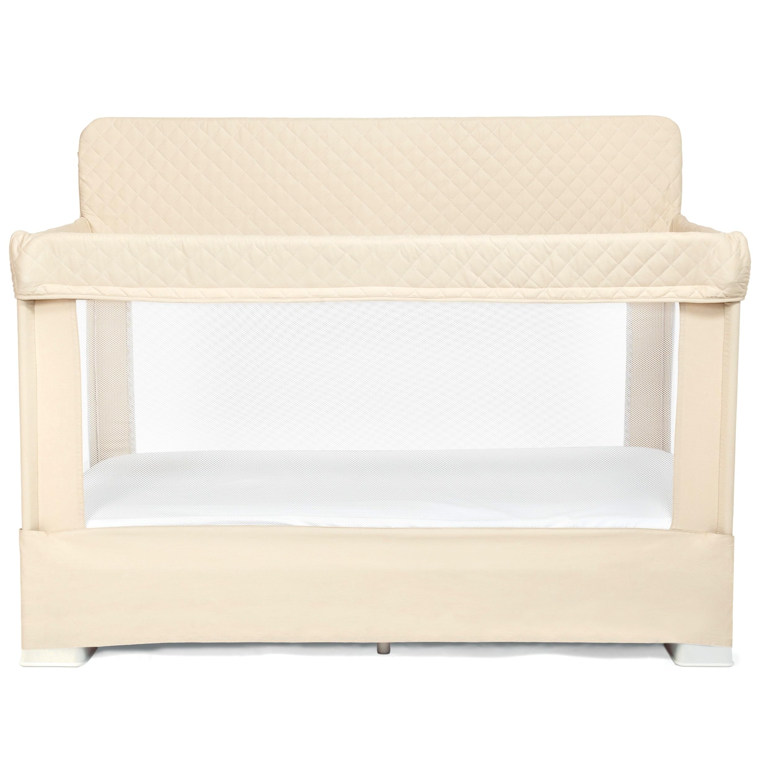 Baby Delight Lunaire Full Size Convertible Crib & Playard with Breathable Mesh - GOTS Certified 100% Organic Cotton & Oat Fabric - Easy Tool-Free Assembly - Safe Nursery Bed for Newborns, Infants & Toddlers - Perfect for Daytime Naps, Nighttime Sleep & Travel